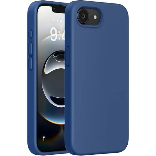 Miracase Compatible with iPhone 16e Case, [Soft Anti-Scratch Microfiber Lining], Liquid Silicone Case Gel Rubber Shockproof Drop Protection Phone Case for iPhone 16e (Glass Blue) - MIRACASE