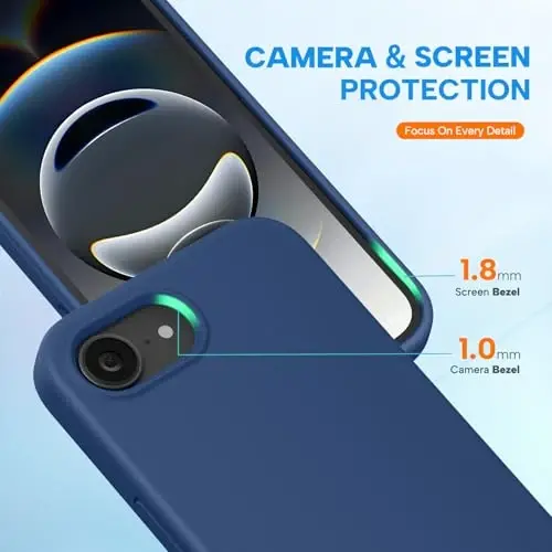 Miracase Compatible with iPhone 16e Case, [Soft Anti-Scratch Microfiber Lining], Liquid Silicone Case Gel Rubber Shockproof Drop Protection Phone Case for iPhone 16e (Glass Blue) - 2