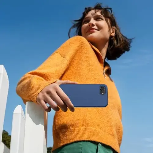 Miracase Compatible with iPhone 16e Case/iPhone 17e Case, [Soft Anti-Scratch Microfiber Lining], Liquid Silicone Shockproof Drop Protection Phone Case for iPhone 16e/17e (Glass Blue) - 5