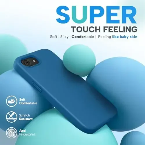 Miracase Compatible with iPhone 16e Case, [Soft Anti-Scratch Microfiber Lining], Liquid Silicone Case Gel Rubber Shockproof Drop Protection Phone Case for iPhone 16e, Capri Blue - 3