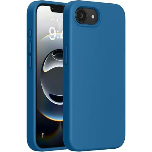 Miracase Compatible with iPhone 16e Case/iPhone 17e Case, [Soft Anti-Scratch Microfiber Lining], Liquid Silicone Shockproof Drop Protection Phone Case for iPhone 16e/17e, Capri Blue 