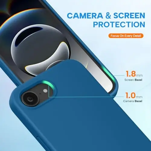 Miracase Compatible with iPhone 16e Case/iPhone 17e Case, [Soft Anti-Scratch Microfiber Lining], Liquid Silicone Shockproof Drop Protection Phone Case for iPhone 16e/17e, Capri Blue - 4