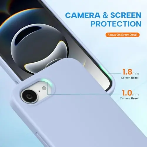 Miracase, iPhone 16e Kılıfı/iPhone 17e Kılıfı ile Uyumlu, [Yumuşak Çizilmez Mikrofiber Astar], iPhone 16e/17e için Sıvı Silikon Darbeye Dayanıklı Düşme Korumalı Telefon Kılıfı (Karanfil Moru) - 4