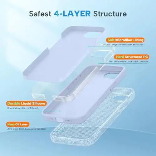 Miracase, iPhone 16e Kılıfı/iPhone 17e Kılıfı ile Uyumlu, [Yumuşak Çizilmez Mikrofiber Astar], iPhone 16e/17e için Sıvı Silikon Darbeye Dayanıklı Düşme Korumalı Telefon Kılıfı (Karanfil Moru) - 5