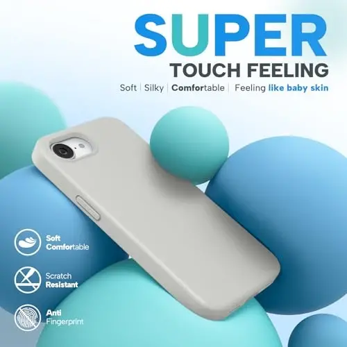 Miracase iPhone 16e Kılıfı/iPhone 17e Kılıfı ile Uyumlu, [Yumuşak Çizilmez Mikrofiber Astar], iPhone 16e/17e için Sıvı Silikon Darbeye Dayanıklı Düşme Korumalı Telefon Kılıfı, Taş Grisi - 3