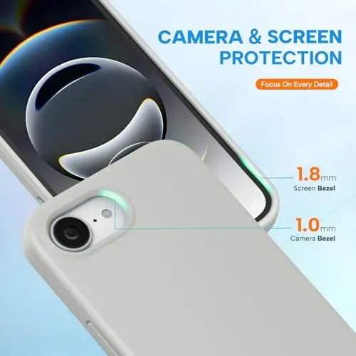 Miracase iPhone 16e Kılıfı/iPhone 17e Kılıfı ile Uyumlu, [Yumuşak Çizilmez Mikrofiber Astar], iPhone 16e/17e için Sıvı Silikon Darbeye Dayanıklı Düşme Korumalı Telefon Kılıfı, Taş Grisi - 5