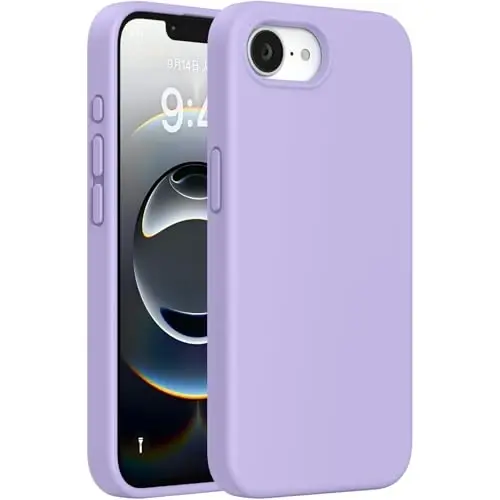 Miracase iPhone 16e Kılıf/iPhone 17e Kılıf ile Uyumlu, [Yumuşak Çizilmez Mikrofiber Astar], iPhone 16e/17e için Sıvı Silikon Darbeye Dayanıklı Koruyucu Telefon Kılıfı, Açık Mor - 1