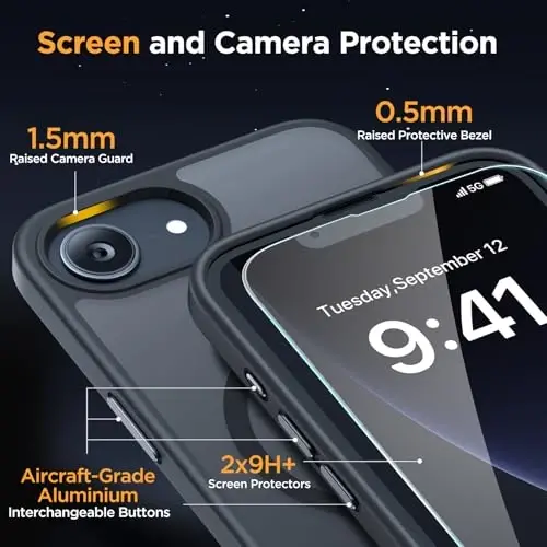 miracase for iPhone 16e case & iPhone 17e Case for MagSafe [with 2×9H+ Screen Protectors] TOP Military-Grade Protection Shockproof with Velvet Touch for iPhone 16e/17e Phone Case 6.1