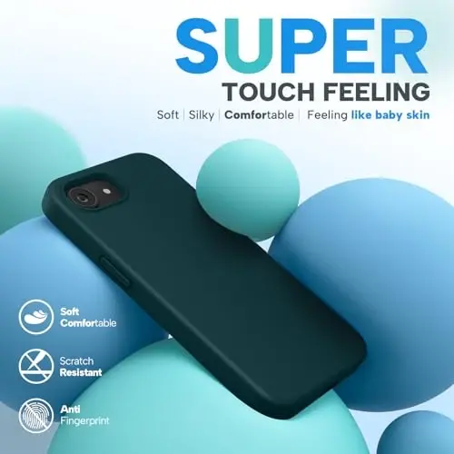 Miracase iPhone 16e/17e Kılıf ile Uyumlu, [Yumuşak Çizilmez Mikrofiber Astar], iPhone 16e/17e için Sıvı Silikon Darbeye Dayanıklı Düşme Korumalı Telefon Kılıfı, Teal - 3
