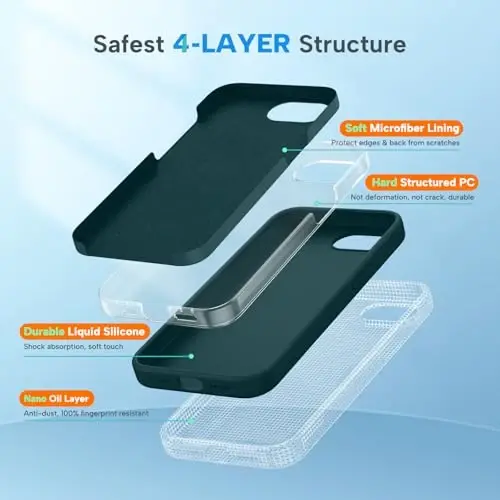 Miracase iPhone 16e/17e Kılıf ile Uyumlu, [Yumuşak Çizilmez Mikrofiber Astar], iPhone 16e/17e için Sıvı Silikon Darbeye Dayanıklı Düşme Korumalı Telefon Kılıfı, Teal - 4