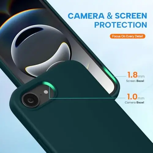 Miracase iPhone 16e/17e Kılıf ile Uyumlu, [Yumuşak Çizilmez Mikrofiber Astar], iPhone 16e/17e için Sıvı Silikon Darbeye Dayanıklı Düşme Korumalı Telefon Kılıfı, Teal - 5