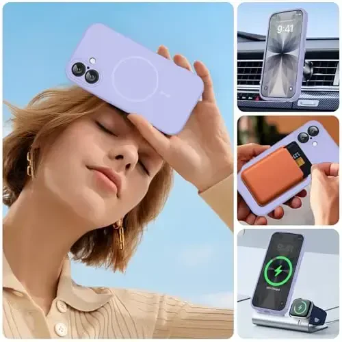 Miracase Magnetic for iPhone 17 Case, Compatible with MagSafe, Integrated Silicone Camera Control Cover, 3.0mm Thicken Shockproof Drop Protection Phone Case for 17,Light Purple - 7