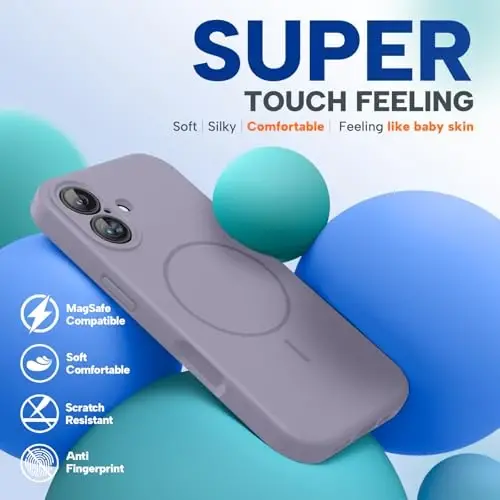 Miracase Magnetic for iPhone 17 Case, Compatible with MagSafe, Integrated Silicone Camera Control Cover, 3.0mm Thicken Shockproof Drop Protection Phone Case for 17,Lavender Gray - 3