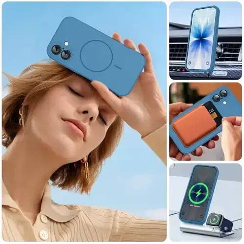 Miracase Magnetic for iPhone 17 Case, Compatible with MagSafe, Integrated Silicone Camera Control Cover, 3.0mm Thicken Shockproof Drop Protection Phone Case for 17,Capri Blue - 4