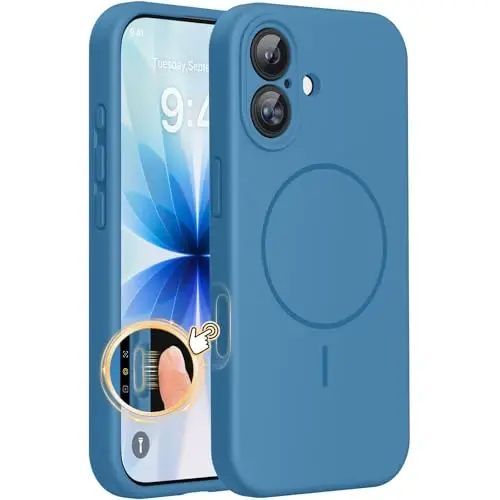 Miracase Magnetic for iPhone 17 Case, Compatible with MagSafe, Integrated Silicone Camera Control Cover, 3.0mm Thicken Shockproof Drop Protection Phone Case for 17,Capri Blue - MIRACASE