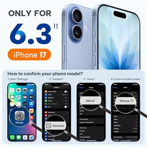 Miracase Magnetic for iPhone 17 Case, Compatible with MagSafe, Integrated Silicone Camera Control Cover, 3.0mm Thicken Shockproof Drop Protection Phone Case for 17,Capri Blue - 3