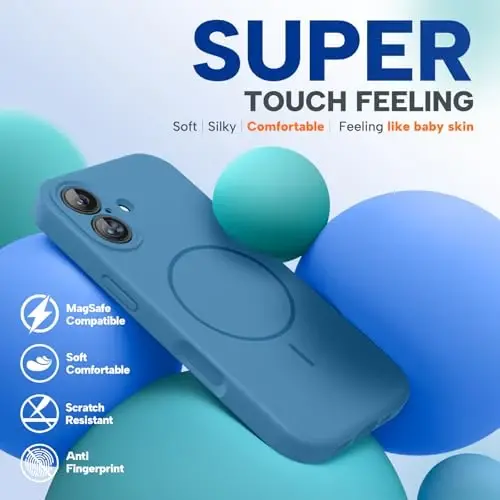 Miracase iPhone 17 Kılıfı için Manyetik, MagSafe ile Uyumlu, Entegre Silikon Kamera Kontrol Kapağı, 3,0 mm Kalınlığında Darbeye Dayanıklı Düşme Korumalı Telefon Kılıfı 17, Capri Mavi 