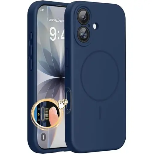 Miracase Magnetic for iPhone 17 Case, Compatible with MagSafe, Integrated Silicone Camera Control Cover, 3.0mm Thicken Shockproof Drop Protection Phone Case for 17,Dark Blue 