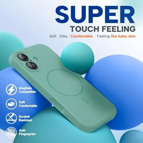 Miracase iPhone 17 Kılıfı için Manyetik, MagSafe ile Uyumlu, Entegre Silikon Kamera Kontrol Kapağı, 3.0mm Kalınlığında Darbeye Dayanıklı Düşme Korumalı Telefon Kılıfı 17, Gece Yarısı Yeşili 