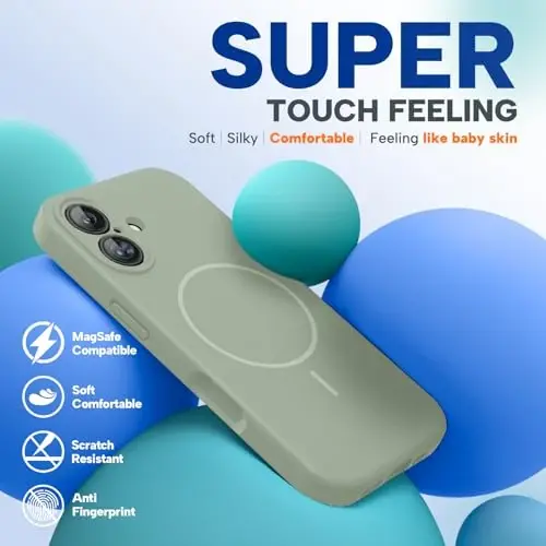 Miracase Magnetic for iPhone 17 Case, Compatible with MagSafe, Integrated Silicone Camera Control Cover, 3.0mm Thicken Shockproof Drop Protection Phone Case for 17,Patina Green - 5