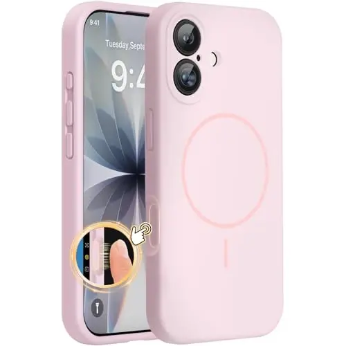 Miracase Magnetic for iPhone 17 Case, Compatible with MagSafe, Integrated Silicone Camera Control Cover, 3.0mm Thicken Shockproof Drop Protection Phone Case for 17,Sand Pink 