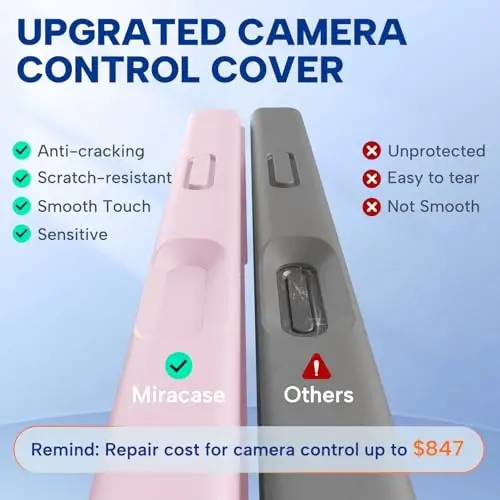 Miracase Magnetic for iPhone 17 Case, Compatible with MagSafe, Integrated Silicone Camera Control Cover, 3.0mm Thicken Shockproof Drop Protection Phone Case for 17,Sand Pink - 2
