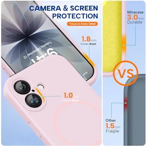 Miracase Magnetic for iPhone 17 Case, Compatible with MagSafe, Integrated Silicone Camera Control Cover, 3.0mm Thicken Shockproof Drop Protection Phone Case for 17,Sand Pink - 3