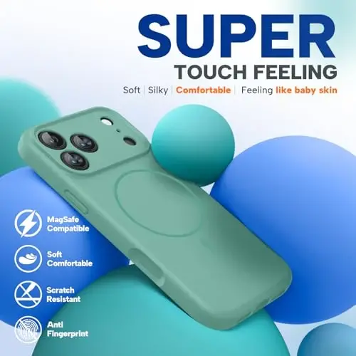 Miracase iPhone 17 Pro için Manyetik Kılıf, MagSafe ile Uyumlu, Entegre Silikon Kamera Kontrol Kapağı, 3.0mm Kalınlığında Şok Geçirmez Düşme Korumalı Telefon Kılıfı, 17 Pro için, Gece Yarısı Yeşili 