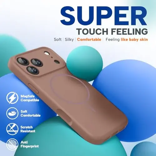 Miracase Magnetic for iPhone 17 Pro Case, Compatible with MagSafe, Integrated Silicone Camera Control Cover, 3.0mm Thicken Shockproof Drop Protection Phone Case for 17 Pro,Chocolate 