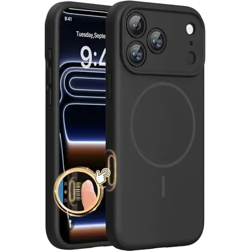 Miracase Magnetic for iPhone 17 Pro Max Case, Compatible with MagSafe, Integrated Silicone Camera Control Cover, 3.0mm Thicken Shockproof Drop Protection Phone Case for 17 ProMax, Black 