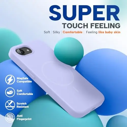 Miracase iPhone 17e Kılıfı & iPhone 16e Kılıfı için Manyetik, [Yumuşak Çizilmez Mikrofiber Astar], MagSafe ile Uyumlu, iPhone 17e/16e için Silikon Darbeye Dayanıklı Koruyucu Telefon Kılıfı, Açık Mor - 5