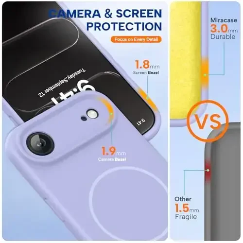 Miracase Magnetic for iPhone Air Case, Compatible with MagSafe, Integrated Silicone Camera Control Cover, 3.0mm Thicken Shockproof Drop Protection Phone Case for 17 Air,Light Purple - MIRACASE (1)