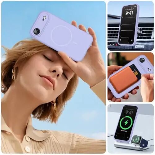 Miracase Magnetic for iPhone Air Case, Compatible with MagSafe, Integrated Silicone Camera Control Cover, 3.0mm Thicken Shockproof Drop Protection Phone Case for 17 Air,Light Purple - 5
