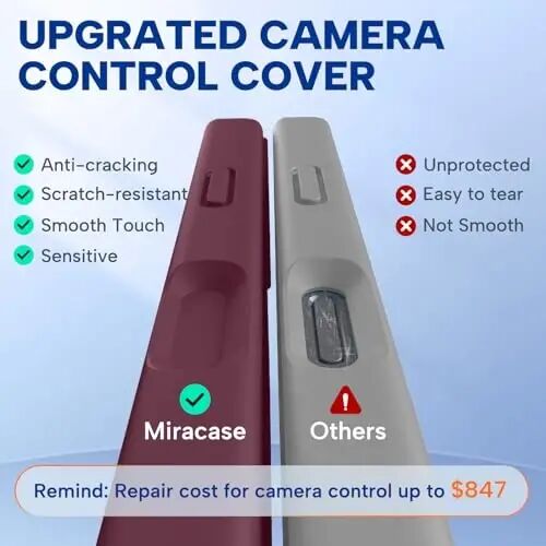 Miracase Magnetic for iPhone Air Case, Compatible with MagSafe, Integrated Silicone Camera Control Cover, 3.0mm Thicken Shockproof Drop Protection Phone Case for 17 Air,Wine Red - 3