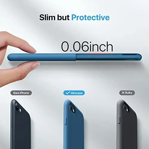 Miracase iPhone SE 2022 (3. Nesil)/iPhone SE 2020 (2. Nesil)/iPhone 7/iPhone 8 ile Uyumlu Ekran Koruyuculu Ultra İnce Tasarım, Çok Renkli Silikon Darbeye Dayanıklı Telefon Kılıfı (Capri Mavisi) - 3