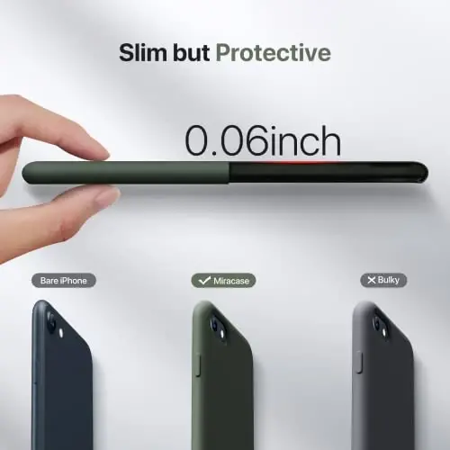 Miracase iPhone SE 2022 (3. Nesil)/iPhone SE 2020 (2. Nesil)/iPhone 7/iPhone 8 ile Uyumlu Ultra İnce Kılıf, Ekran Koruyuculu, Çok Renkli Silikon Darbeye Dayanıklı Telefon Kılıfı (Koyu Yeşil) - 5