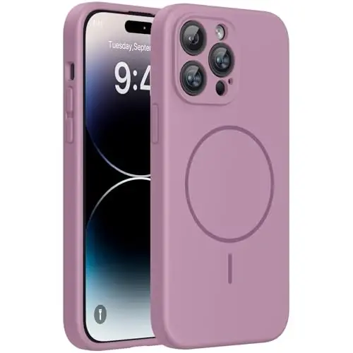 miracase Magnetic for iPhone 14 Pro Max Case, [Soft Anti-Scratch Microfiber Lining], Compatible with MagSafe, Silicone Shockproof Protection Phone Case for iPhone 14 Pro Max,Blackcurrant 