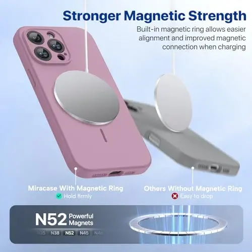 miracase Magnetic for iPhone 14 Pro Max Case, [Soft Anti-Scratch Microfiber Lining], Compatible with MagSafe, Silicone Shockproof Protection Phone Case for iPhone 14 Pro Max,Blackcurrant - 4