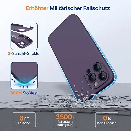 Miracase Designed for iPhone 14 Pro Case, Compatible with Magsafe, 1 Pack Screen Protector, Shockproof Liquid Silicone Rubber Phone Case Cover for 14 Pro 6.1 inch, Purple Magnetic - 2