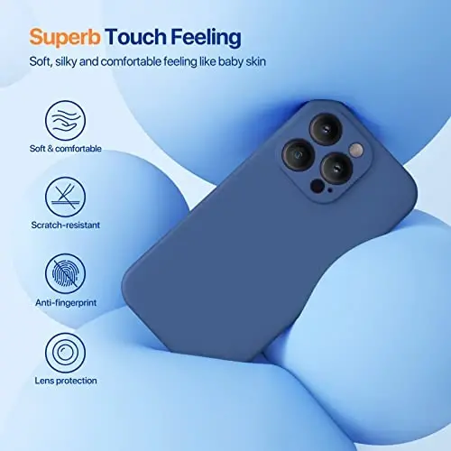 Miracase Magnetic Case Designed for iPhone 14 Pro Max Phone Case with Screen Protector,[Upgraded Enhanced Camera Protection],Shockproof Liquid Silicone Case 6.7 inch, Glass Blue Magnetic - 4