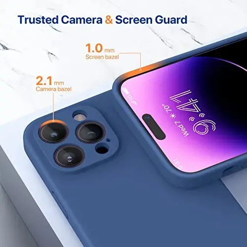 Miracase Magnetic Case Designed for iPhone 14 Pro Max Phone Case with Screen Protector,[Upgraded Enhanced Camera Protection],Shockproof Liquid Silicone Case 6.7 inch, Glass Blue Magnetic - 5