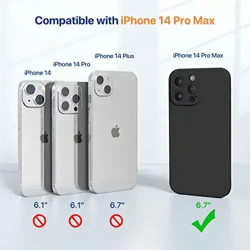 Miracase Magnetic Case iPhone 14 Pro Max uchun mo'ljallangan, ekran himoyachisi bilan, [Kamera himoyasi yaxshilangan], zarbga chidamli suyuq silikon g'ilof 6,7 dyuym, qora magnit - 6