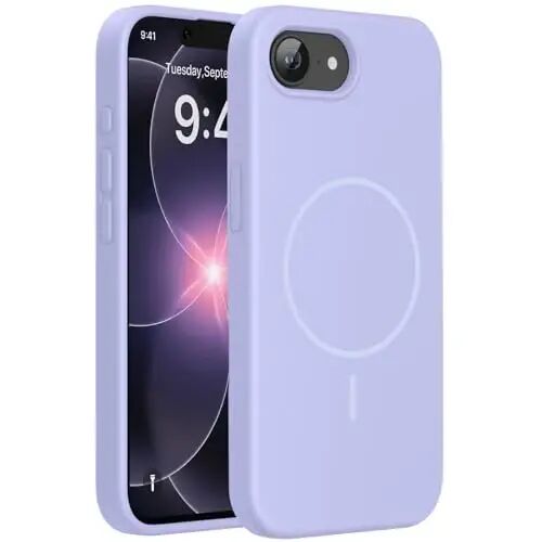 Miracase Magnetic для чехла iPhone 17e и iPhone 16e, [мягкая подкладка из микрофибры, защищающая от царапин], совместим с MagSafe, силиконовый противоударный защитный чехол для iPhone 17e/16e, светло-фиолетовый - MIRACASE