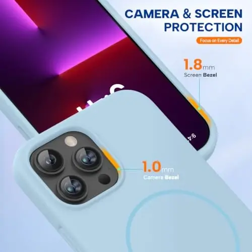 Miracase Magnetic для iPhone 13 Pro, [мягкая подкладка из микрофибры против царапин], совместимость с MagSafe, противоударный чехол из жидкого силикона для защиты при падении для 13 Pro, гвоздично-фиолетовый - 4