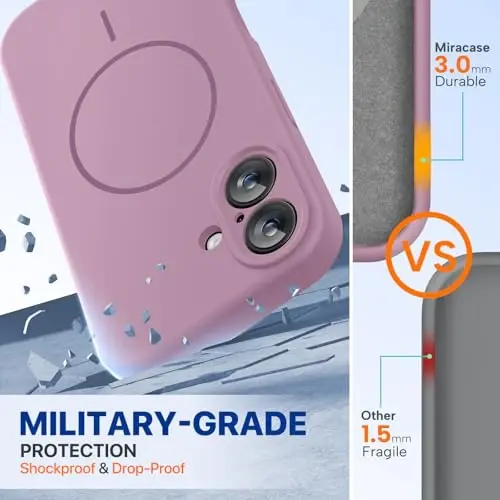 Miracase Magnetic для iPhone 16 Plus, [мягкая подкладка из микрофибры, устойчивая к царапинам], магнитный чехол для MagSafe, ударопрочный чехол из жидкого силикона для 16 Plus, цвет «черная смородина» - 3