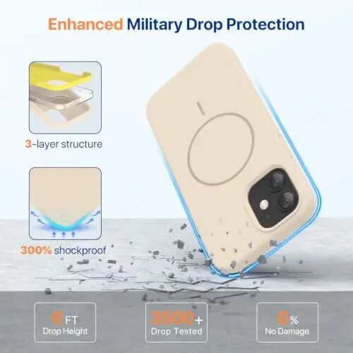 Miracase Magnetic for iPhone 12 Case/iPhone 12 Pro Case, Sand | Compatible with MagSafe, Anti-Scratch Microfiber Lining, Premium Silicone Shockproof Drop Protection Phone Case for 12/12 Pro - 5