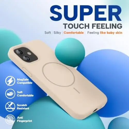 Miracase Magnetic for iPhone 12 Case/iPhone 12 Pro Case, Sand | Compatible with MagSafe, Anti-Scratch Microfiber Lining, Premium Silicone Shockproof Drop Protection Phone Case for 12/12 Pro - 6
