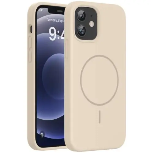 Miracase Magnetic for iPhone 12 Case/iPhone 12 Pro Case, Sand | Compatible with MagSafe, Anti-Scratch Microfiber Lining, Premium Silicone Shockproof Drop Protection Phone Case for 12/12 Pro - 1