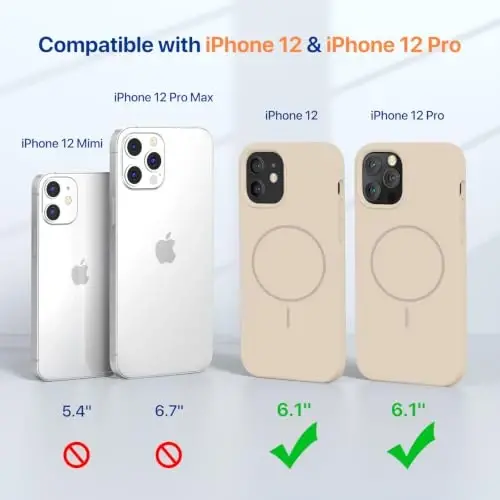 Miracase Magnetic for iPhone 12 Case/iPhone 12 Pro Case, Sand | Compatible with MagSafe, Anti-Scratch Microfiber Lining, Premium Silicone Shockproof Drop Protection Phone Case for 12/12 Pro - 2