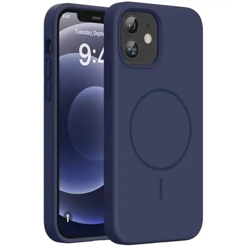 Miracase Magnetic for iPhone 12 Case/iPhone 12 Pro Case, [Soft Anti-Scratch Microfiber Lining], Compatible with MagSafe, Liquid Silicone Shockproof Drop Protection Phone Case for 12/12 Pro,Dark Blue 